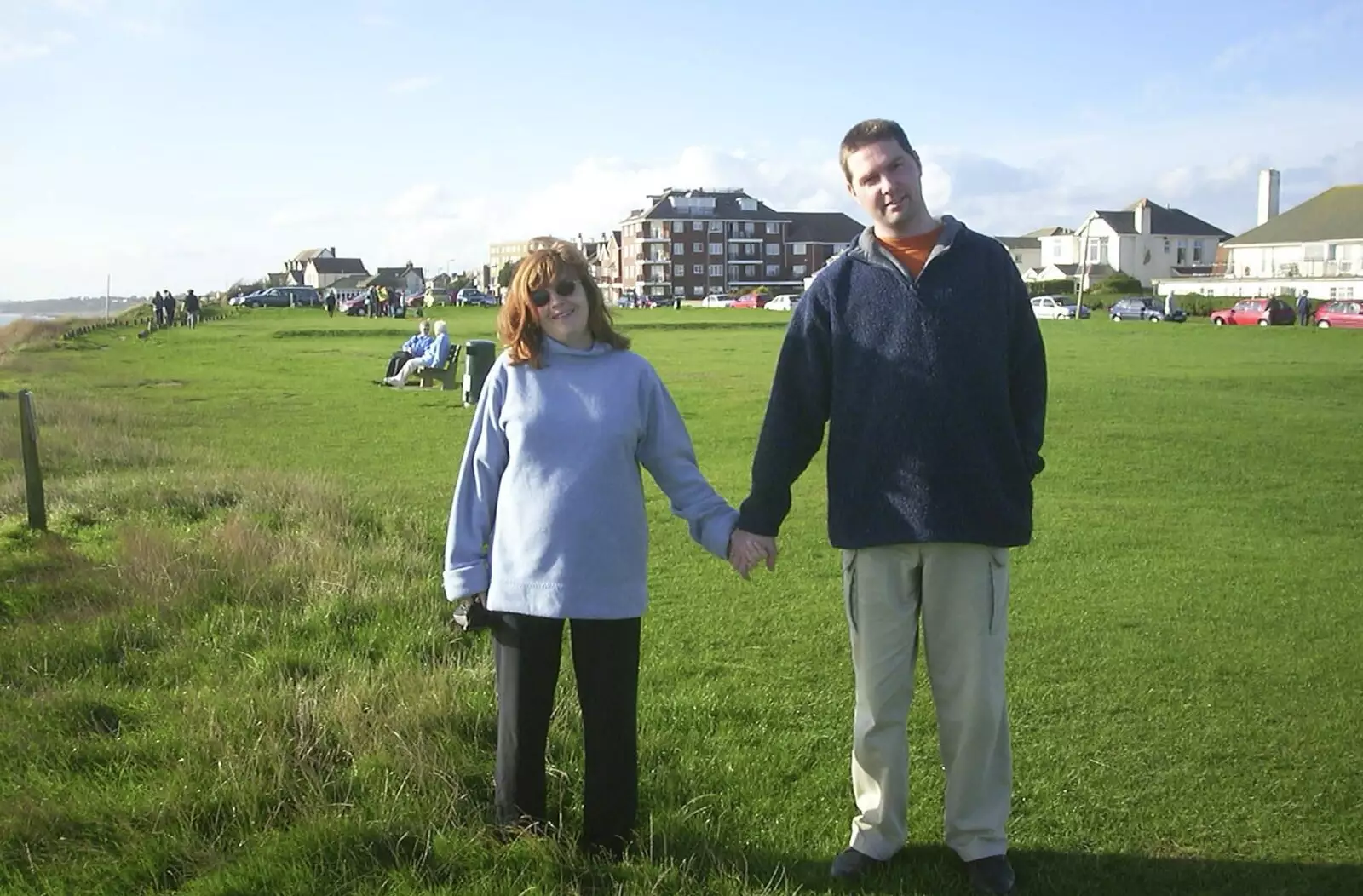 Michelle and Sean, Barton-on-Sea cliff top, from A Trip Down South, New Milton, Hampshire - 25th August 2001