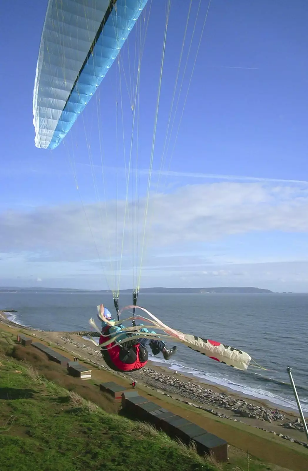 The para-glider sets sail towards the sea, from A Trip Down South, New Milton, Hampshire - 25th August 2001