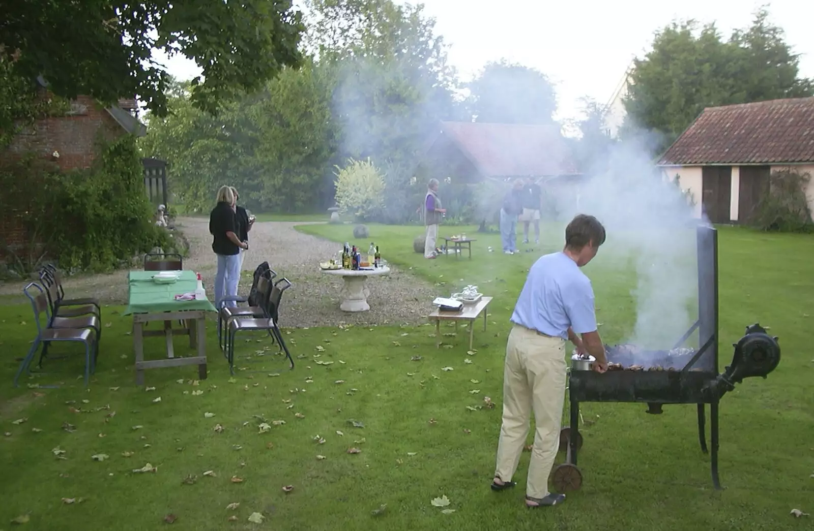 Brenda ably mans the barbeque, from A 3G Lab Sailing Trip, Shotley, Suffolk - 6th September 2001