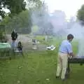 Brenda ably mans the barbeque, A 3G Lab Sailing Trip, Shotley, Suffolk - 6th September 2001