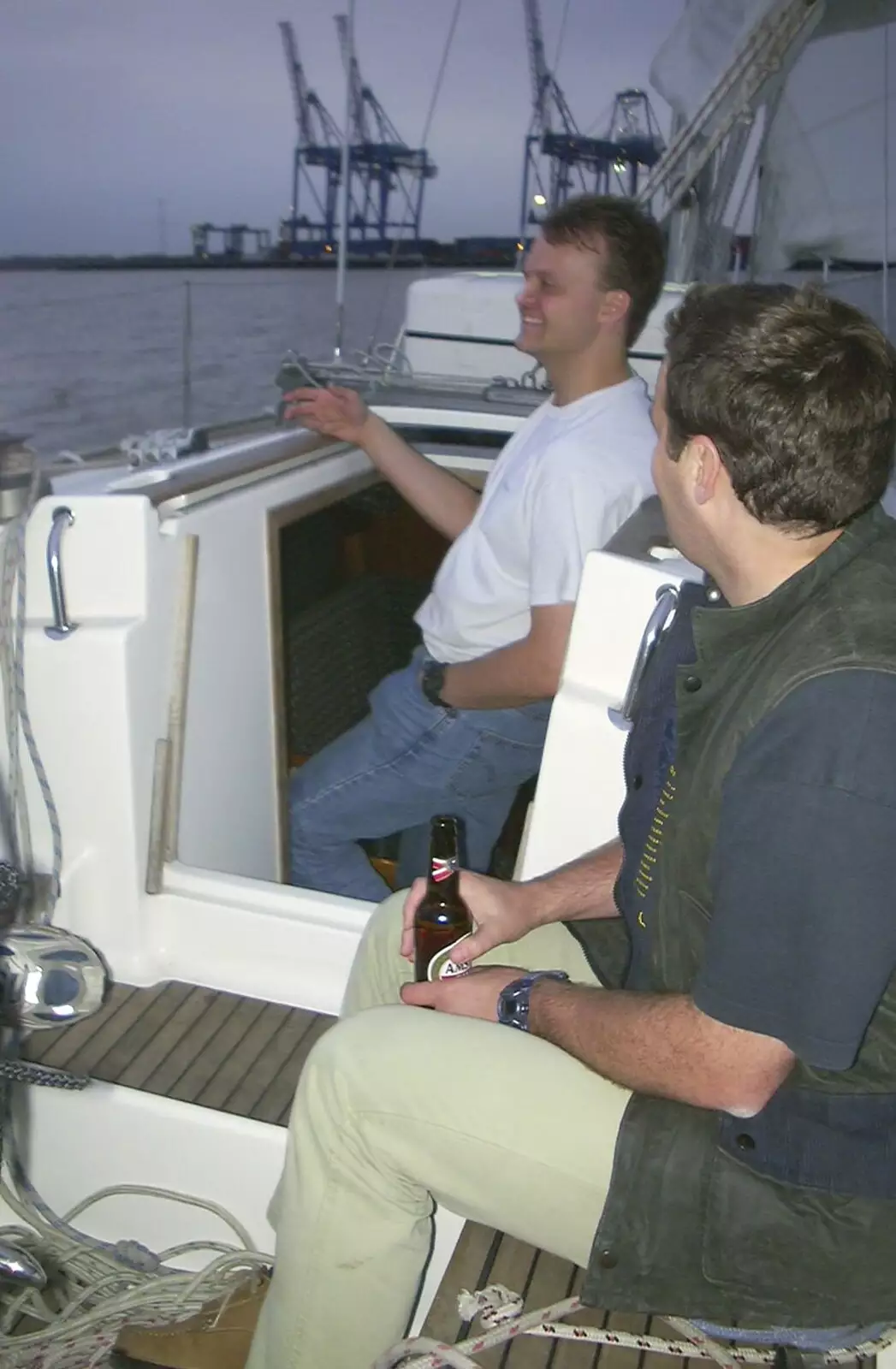 It's evening as we head over to Felixstowe, from A 3G Lab Sailing Trip, Shotley, Suffolk - 6th September 2001