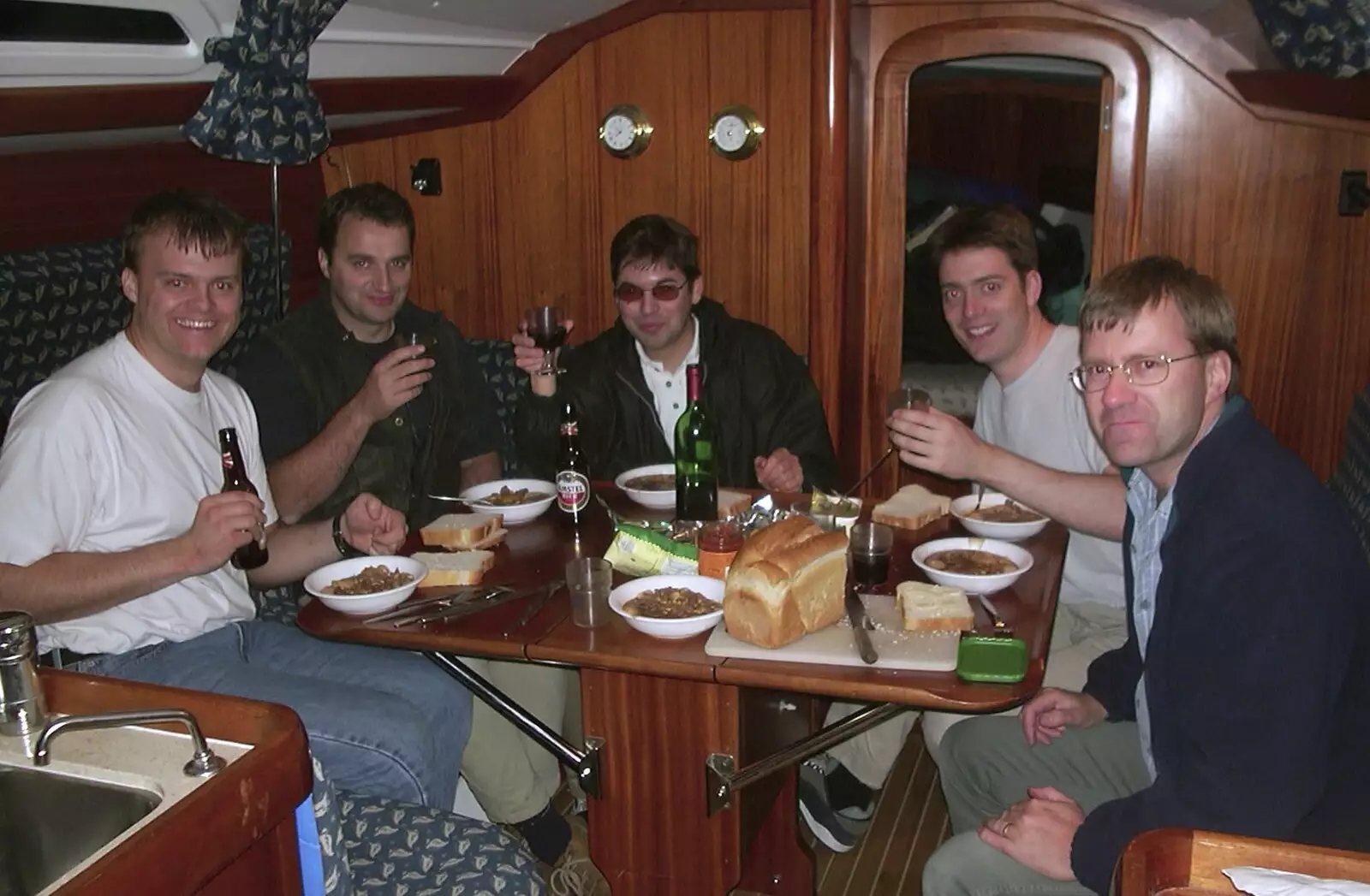 The sailing boys have some sort of dinner, from A 3G Lab Sailing Trip, Shotley, Suffolk - 6th September 2001