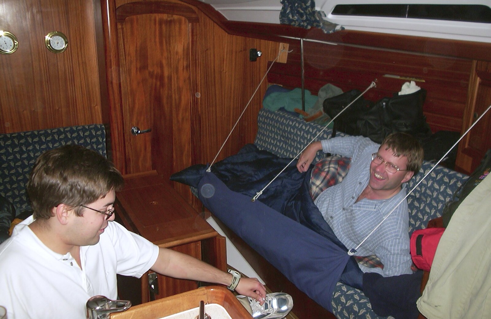 Paul beds down for the night from A 3G Lab Sailing Trip, Shotley, Suffolk - 6th September 2001