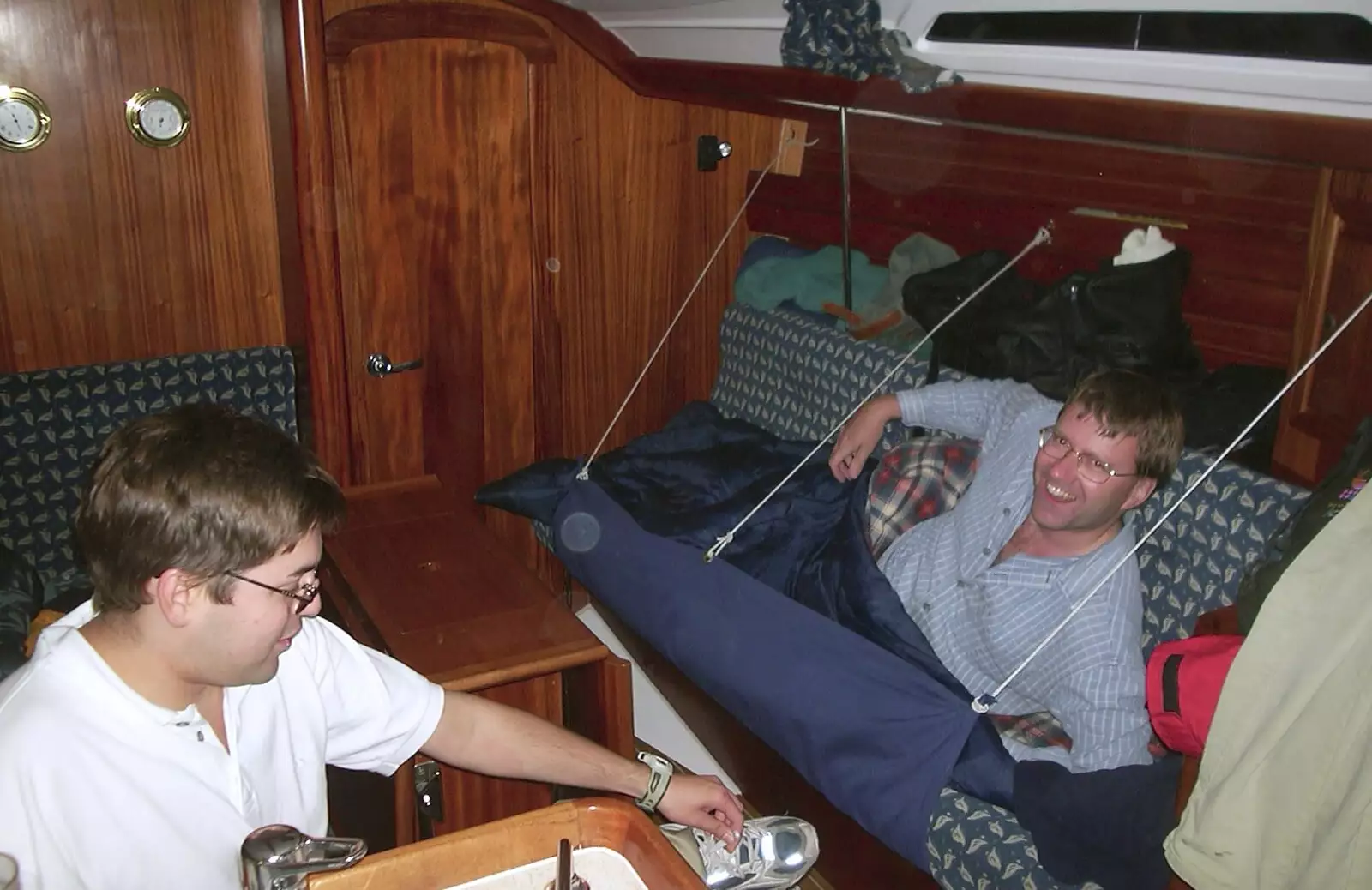 Paul beds down for the night, from A 3G Lab Sailing Trip, Shotley, Suffolk - 6th September 2001