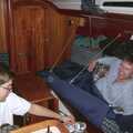 Paul beds down for the night, A 3G Lab Sailing Trip, Shotley, Suffolk - 6th September 2001