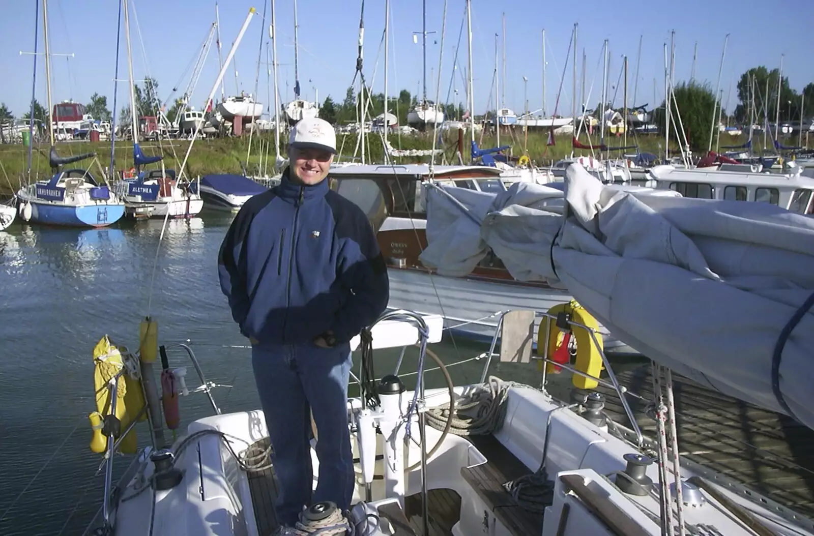 Nick stands astern, from A 3G Lab Sailing Trip, Shotley, Suffolk - 6th September 2001