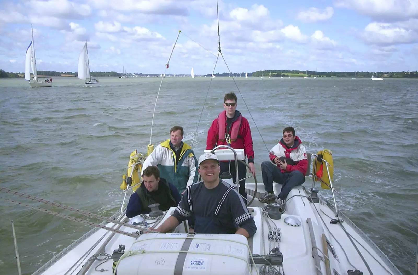 Sailing downwind, Stef at the helm, from A 3G Lab Sailing Trip, Shotley, Suffolk - 6th September 2001