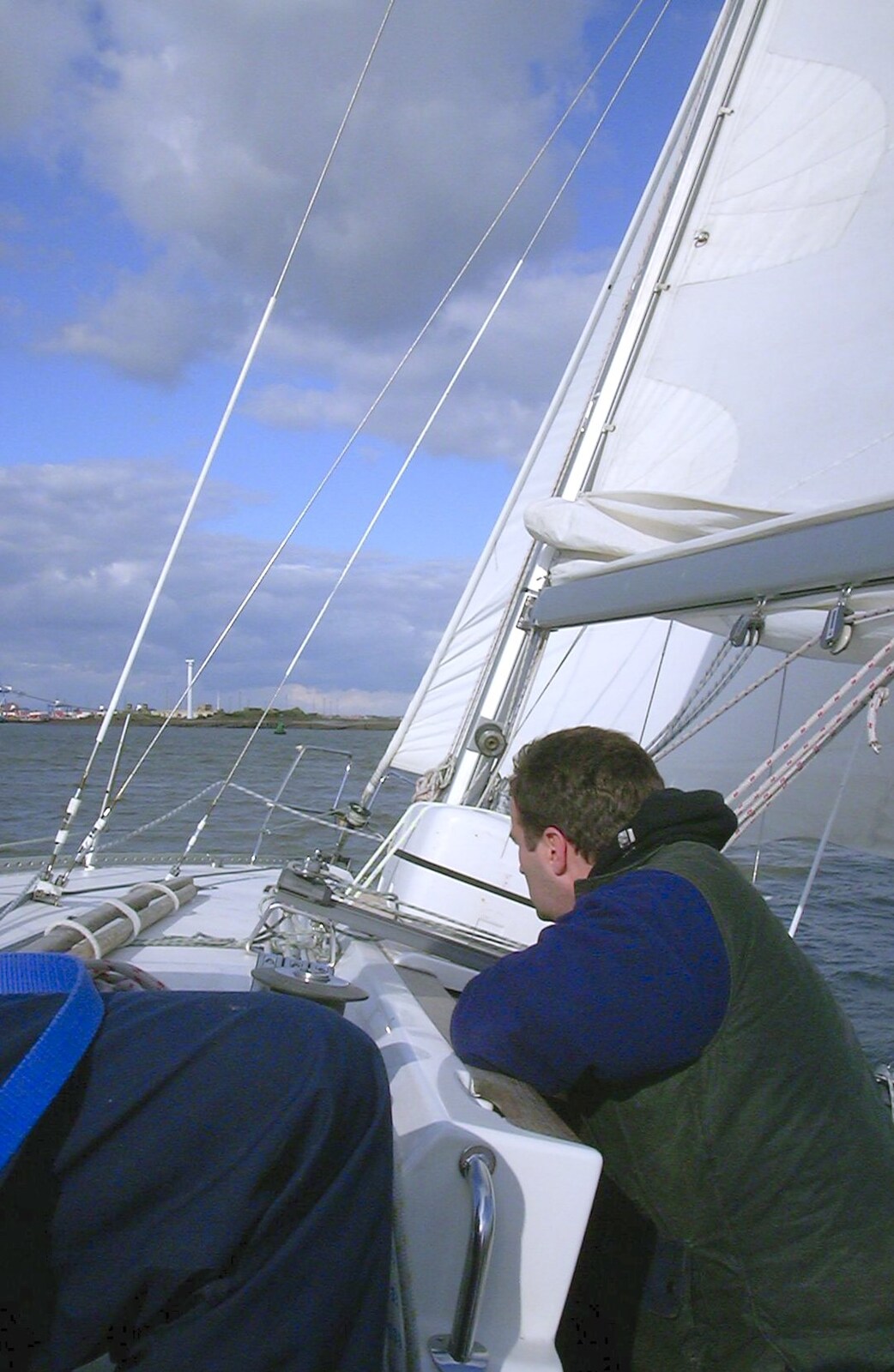 Dan looks out to Felixstowe from A 3G Lab Sailing Trip, Shotley, Suffolk - 6th September 2001