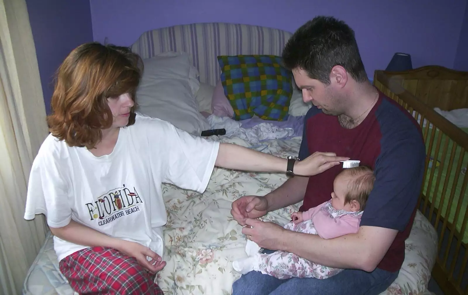 Michelle gives Sydney a bit of a hair brush, from Sean's New Sprog, New Milton and Hordle, Hampshire - 12th September 2001