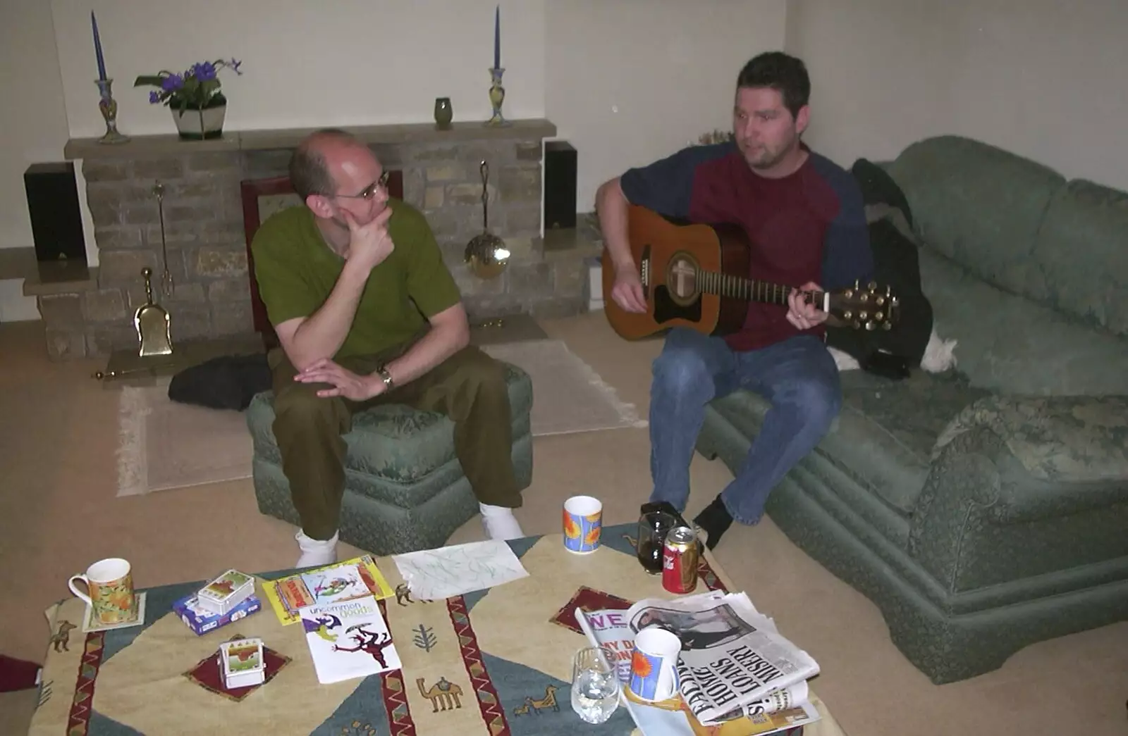 Sean does some guitar twanging, from Sean's New Sprog, New Milton and Hordle, Hampshire - 12th September 2001