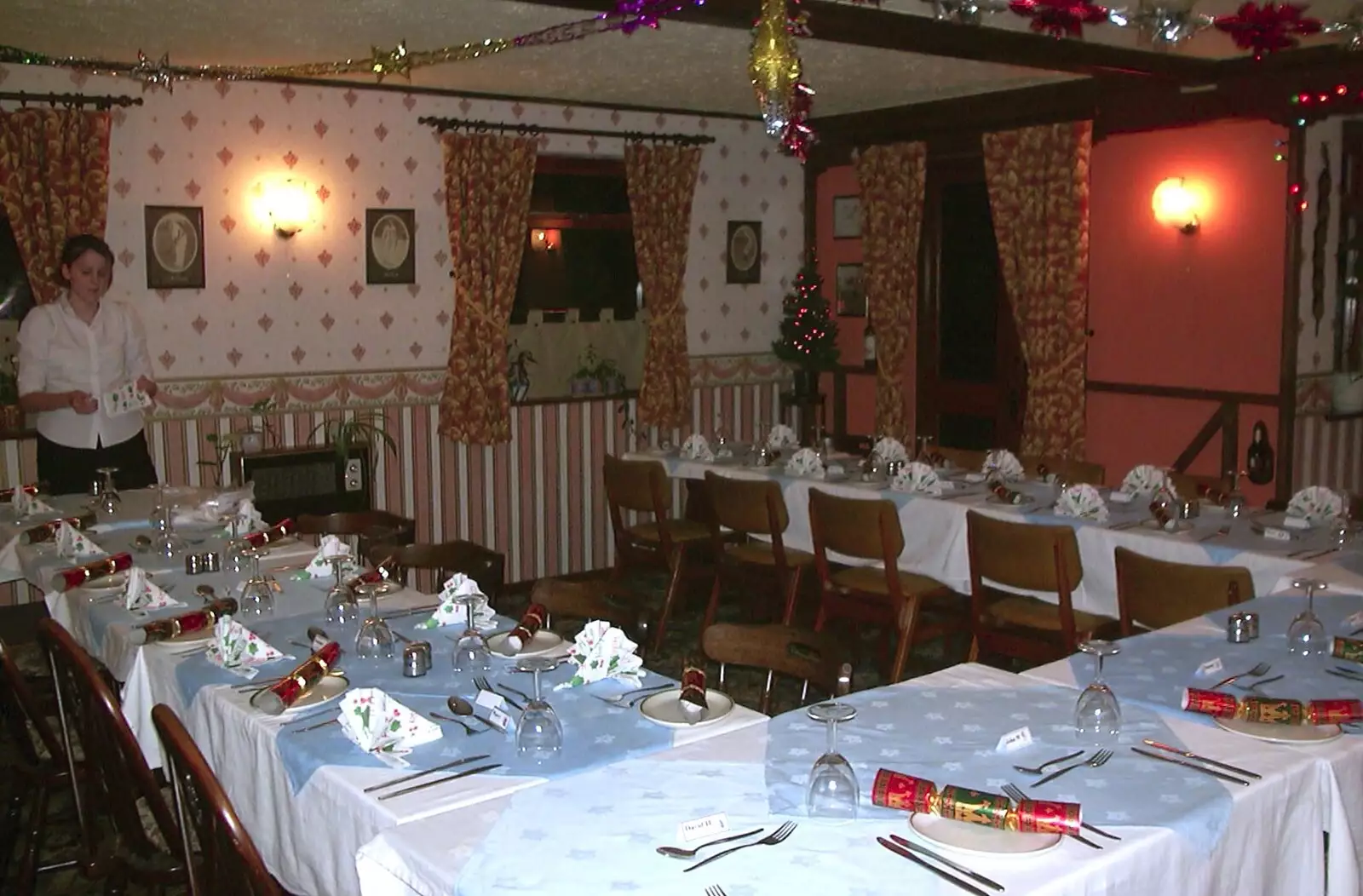 The restaurant is set up, from The BSCC Christmas Dinner, Brome Swan, Suffolk - 7th December 2001