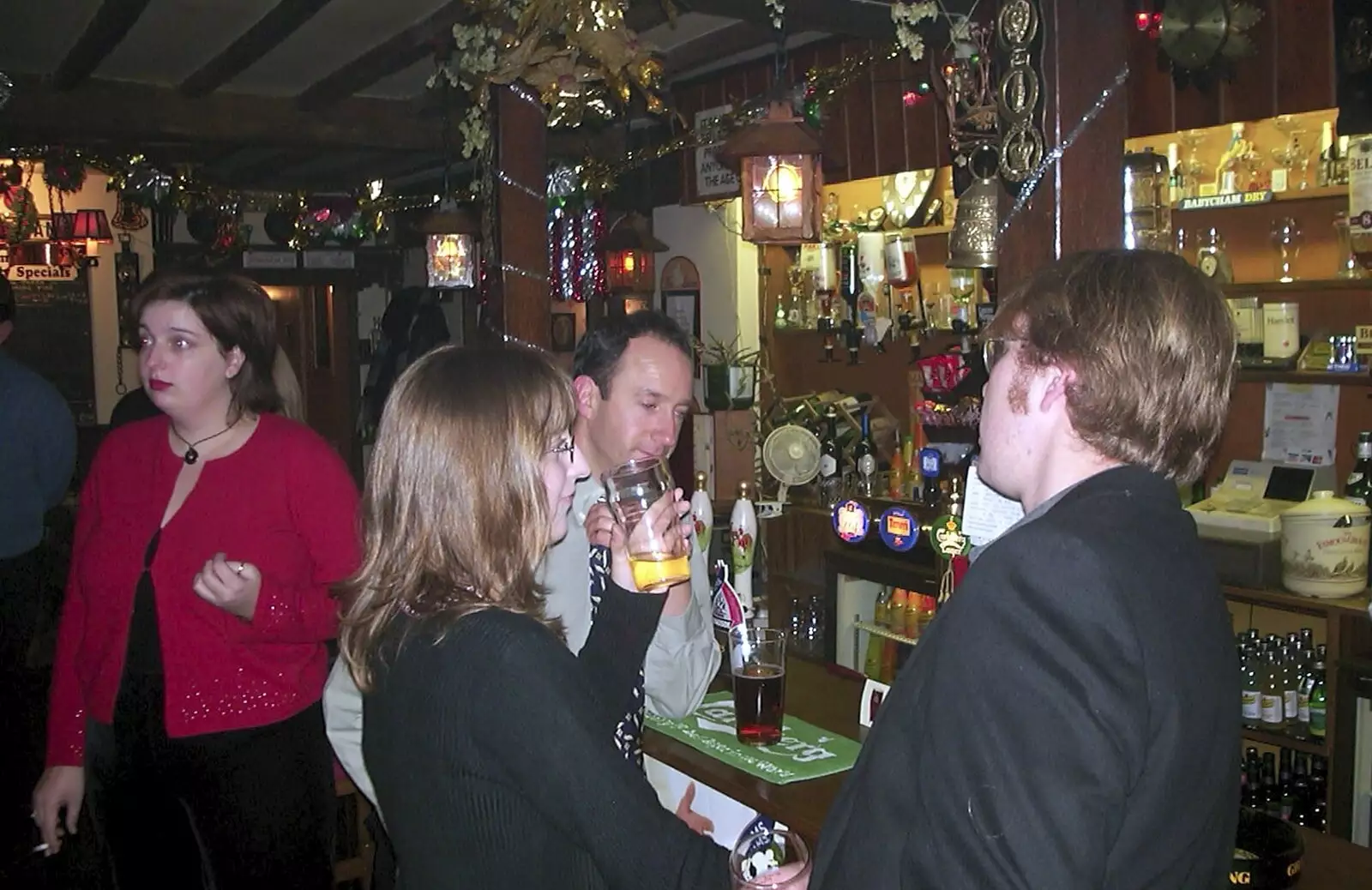 Suey, DH and Marc, from The BSCC Christmas Dinner, Brome Swan, Suffolk - 7th December 2001