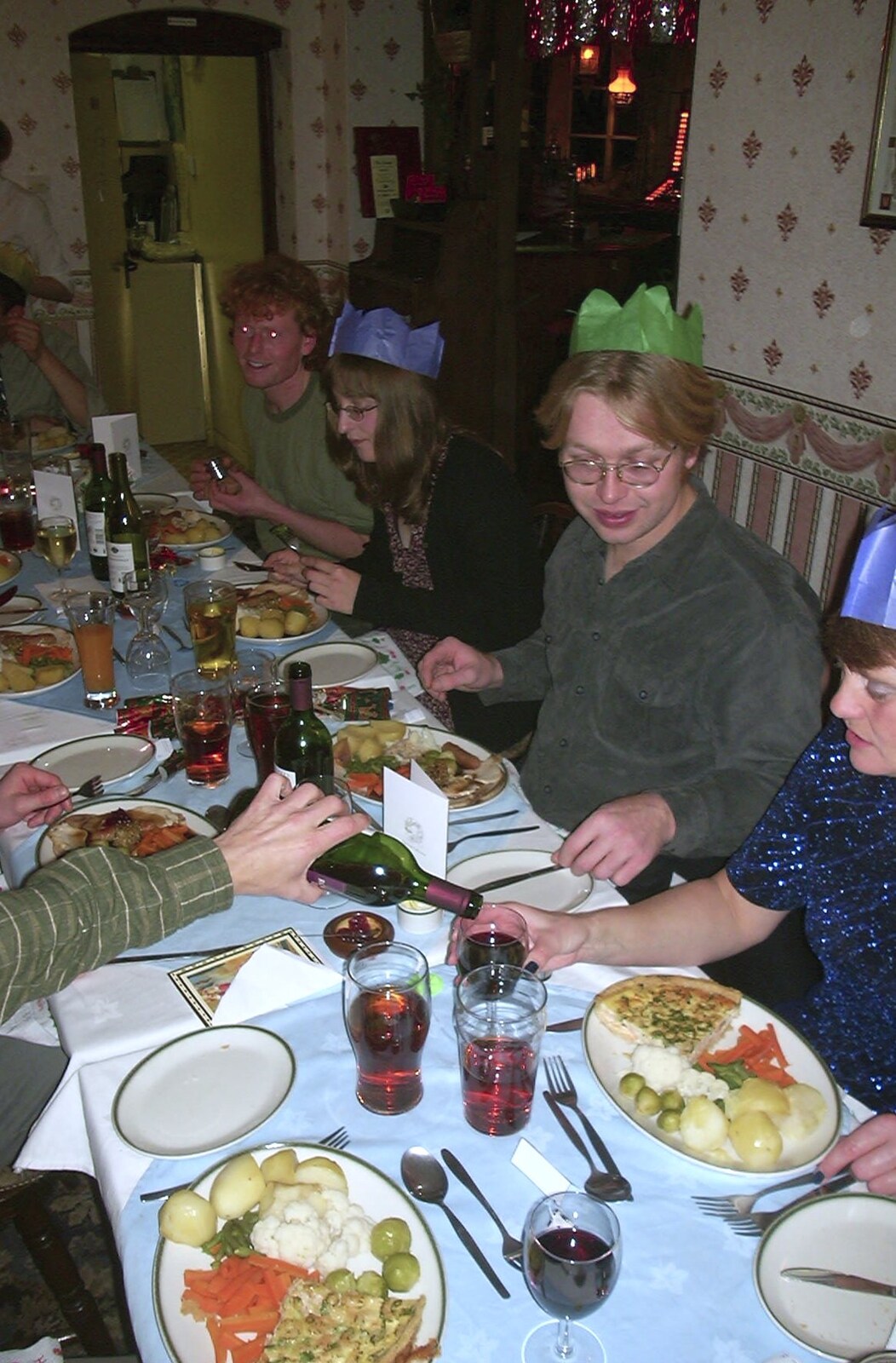 The rowdy table from The BSCC Christmas Dinner, Brome Swan, Suffolk - 7th December 2001