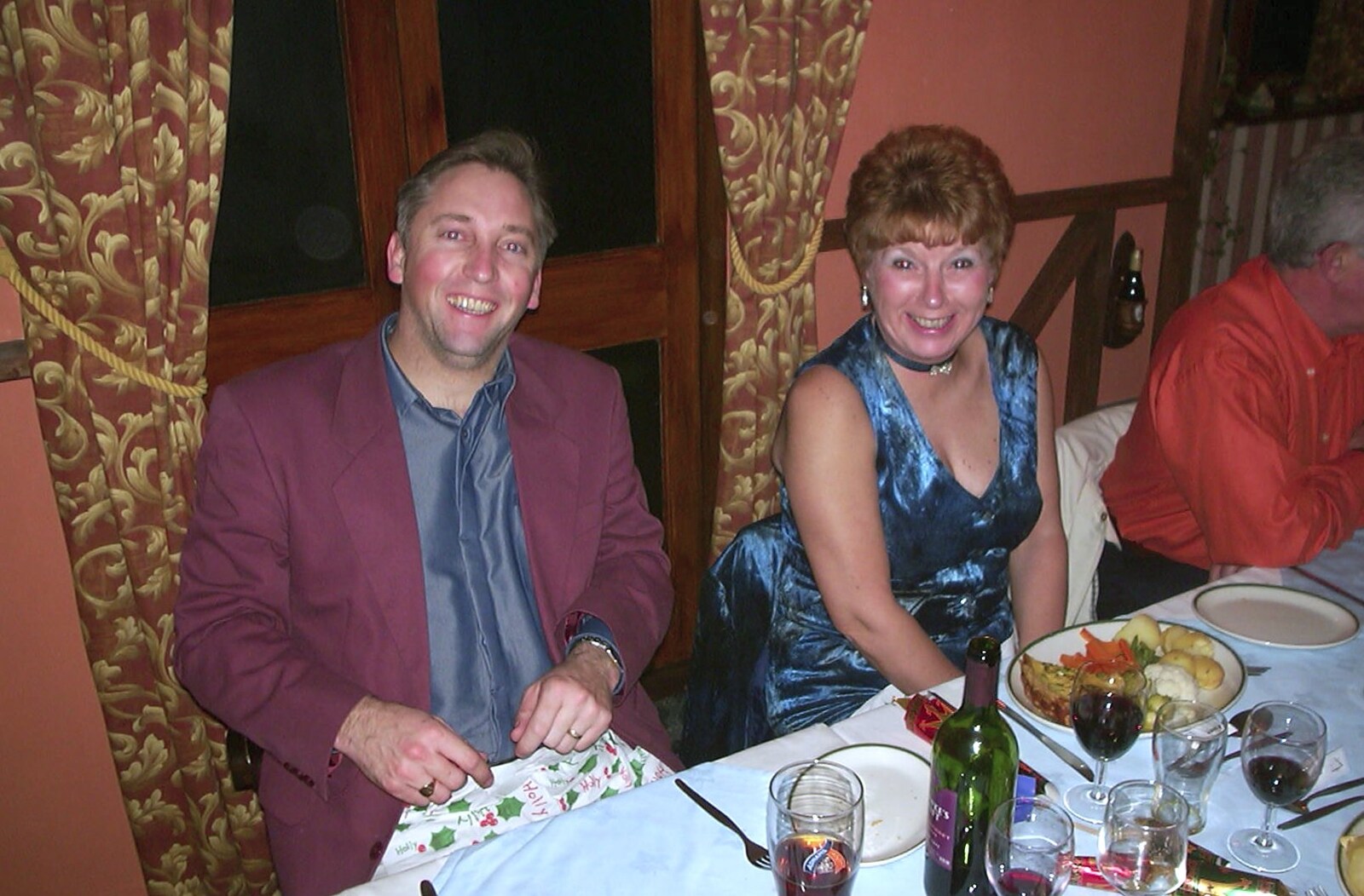 Nigel and Jenny from The BSCC Christmas Dinner, Brome Swan, Suffolk - 7th December 2001