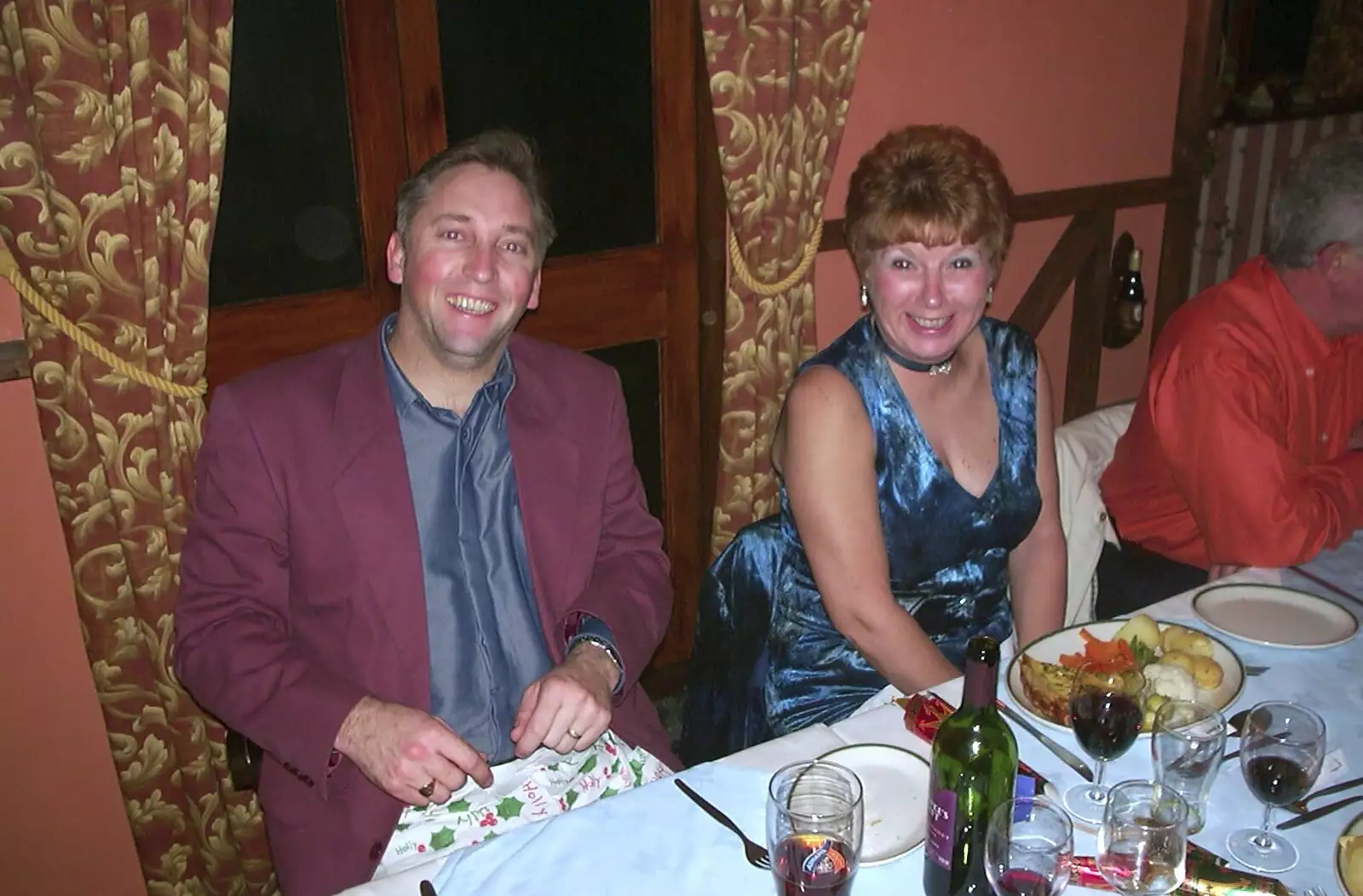 Nigel and Jenny, from The BSCC Christmas Dinner, Brome Swan, Suffolk - 7th December 2001