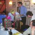 Spammy gets a kiss, The BSCC Christmas Dinner, Brome Swan, Suffolk - 7th December 2001