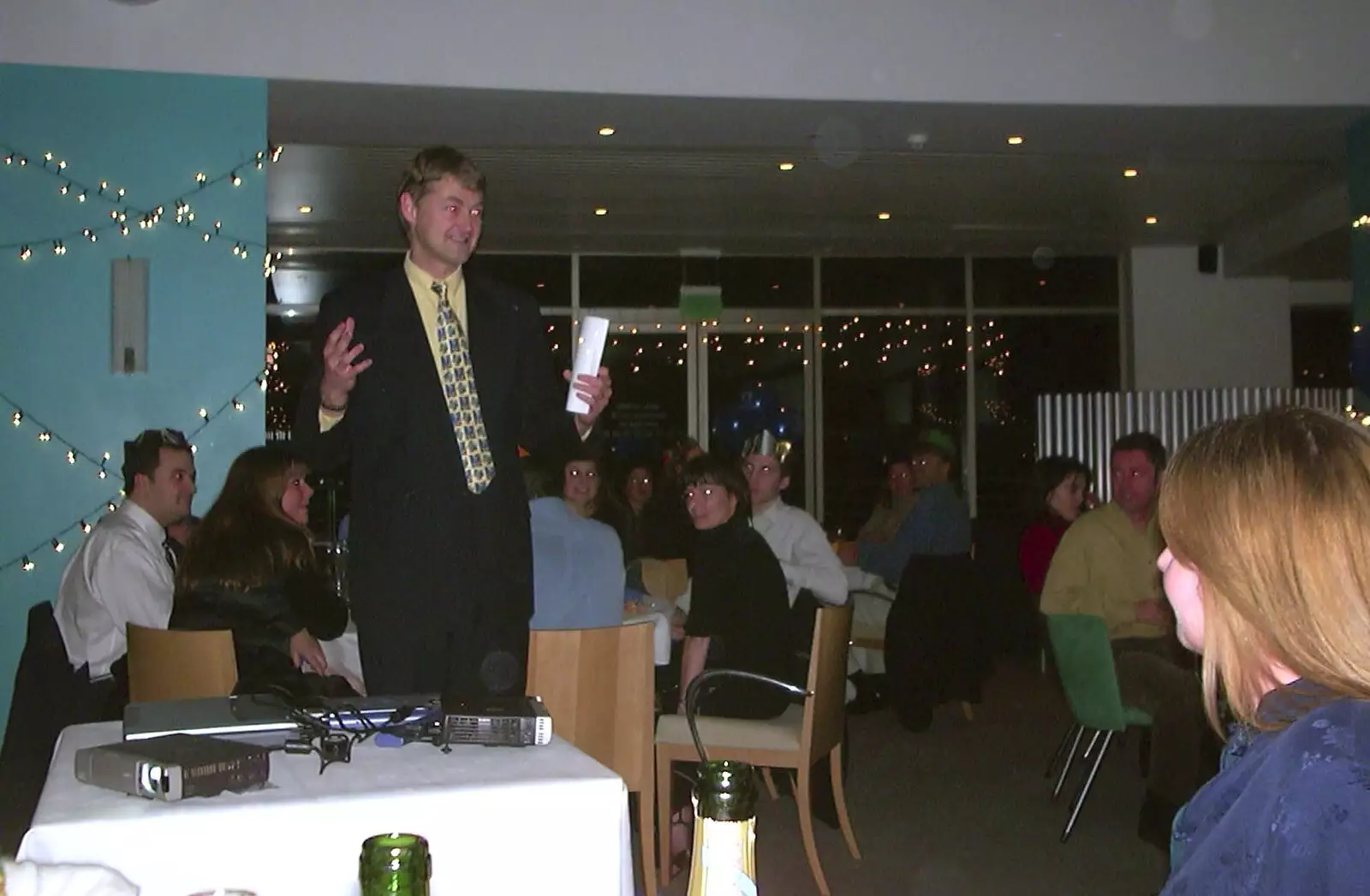 Steve Ives gives a speech, from 3G Lab Christmas Party, Q-Ton Centre, Cambridge - 20th December 2001