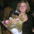 Wendy gets a bouquet, 3G Lab Christmas Party, Q-Ton Centre, Cambridge - 20th December 2001
