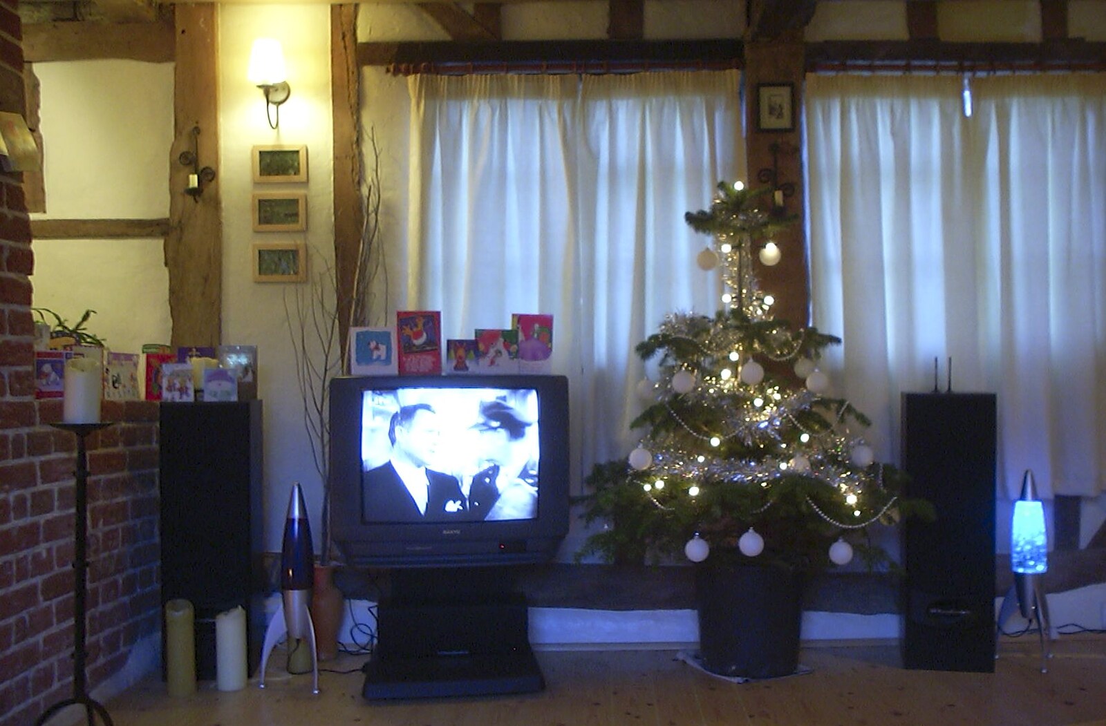 There's a black-and-white film on telly from Nearly Christmas With Sis and Matt, Brome, Suffolk - 24th December 2001