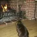 Soph-bags sits in front of the fire, Nearly Christmas With Sis and Matt, Brome, Suffolk - 24th December 2001