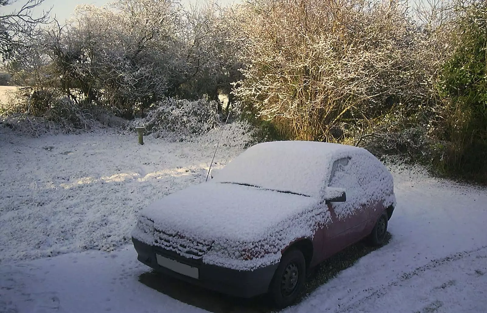 The car is under a pile of snow, from Nearly Christmas With Sis and Matt, Brome, Suffolk - 24th December 2001