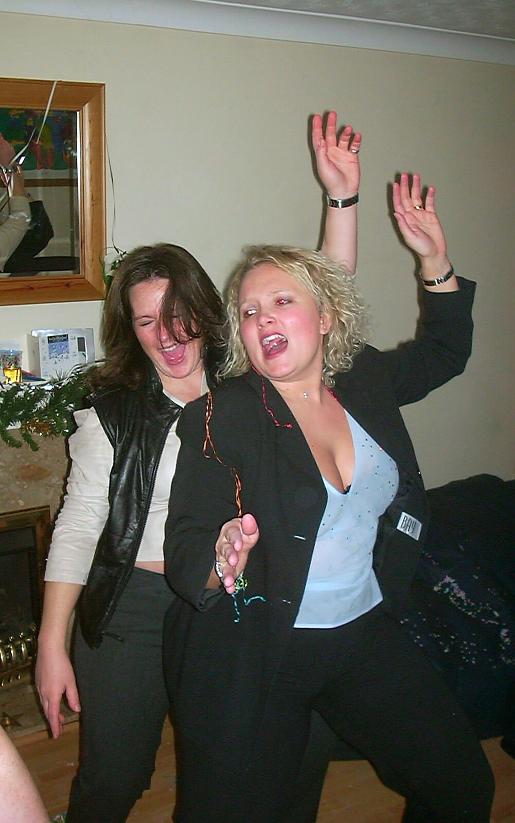 Hannah and Michelle have a dance from A 3G Lab New Year at Michelle's, St Ives, Cambridgeshire - 31st December 2001