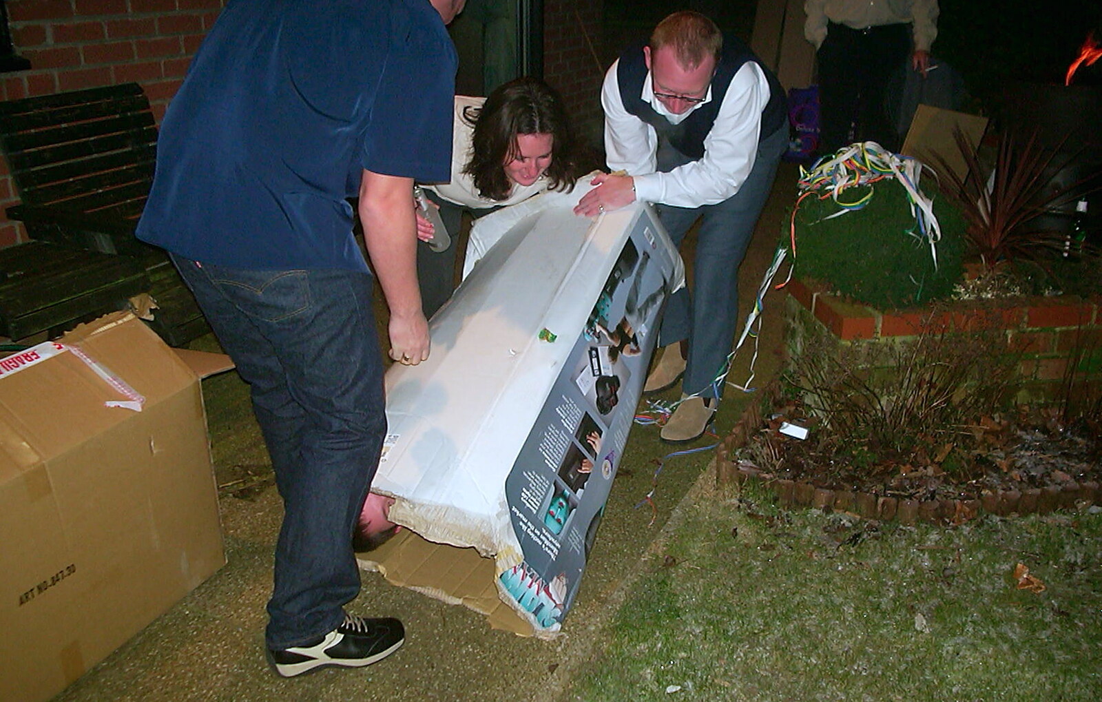 Someone's hauled around in a box from A 3G Lab New Year at Michelle's, St Ives, Cambridgeshire - 31st December 2001