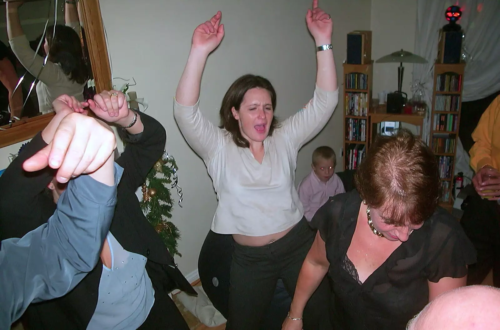 Hannah's really getting in the zone, from A 3G Lab New Year at Michelle's, St Ives, Cambridgeshire - 31st December 2001