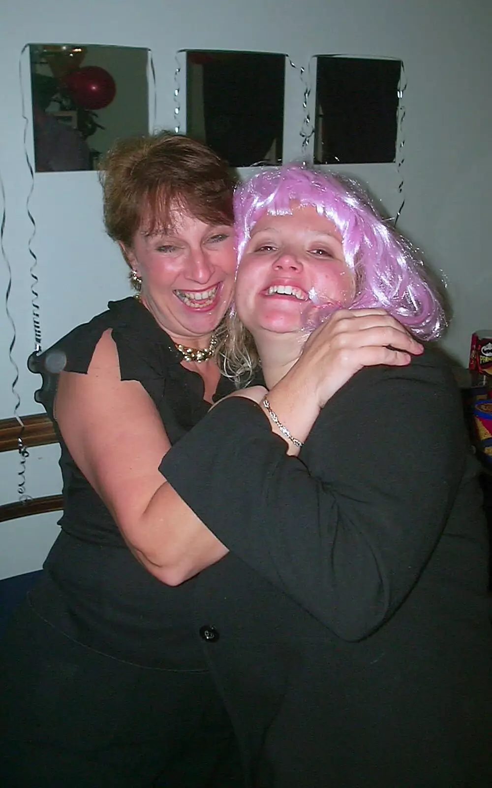 Michelle's in a pink wig, from A 3G Lab New Year at Michelle's, St Ives, Cambridgeshire - 31st December 2001