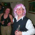 Julian tries the pink wig on, A 3G Lab New Year at Michelle's, St Ives, Cambridgeshire - 31st December 2001