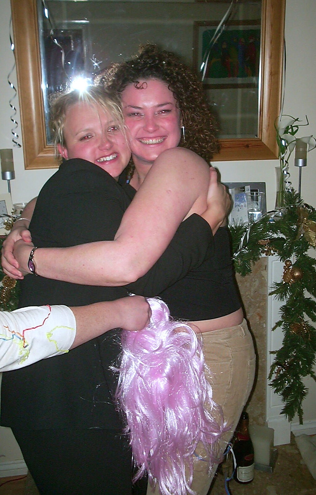 Posing with a pink wig from A 3G Lab New Year at Michelle's, St Ives, Cambridgeshire - 31st December 2001