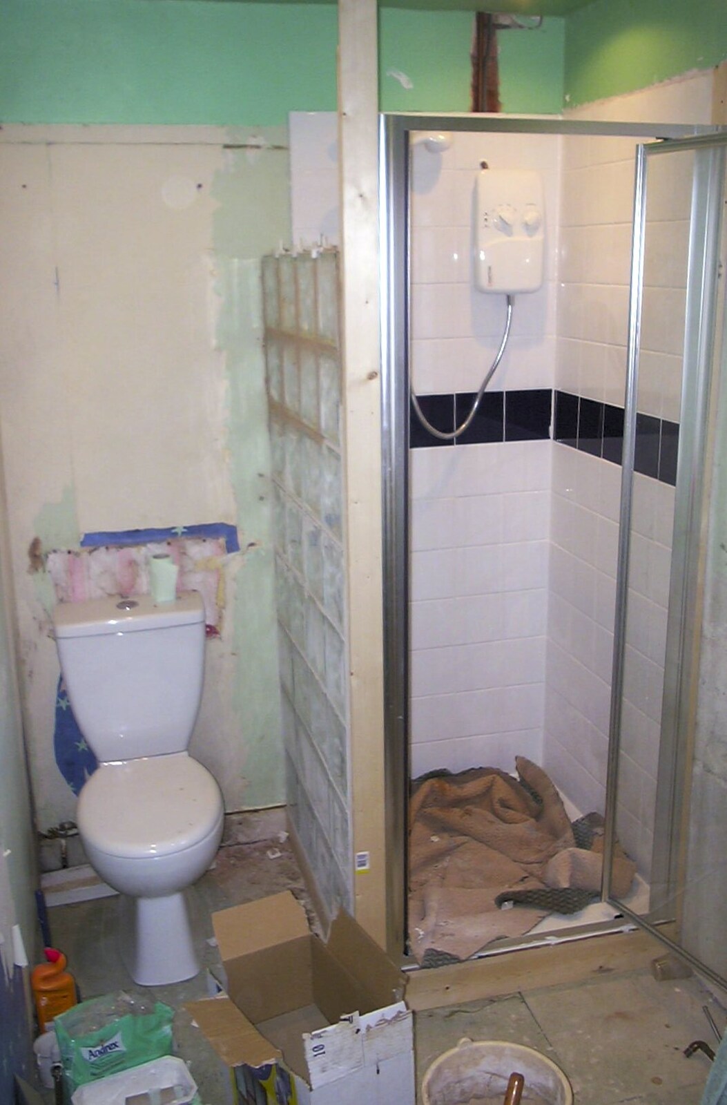 A new toilet and a near-finished shower from Bathroom Rebuilding, Brome, Suffolk - 1st February 2002