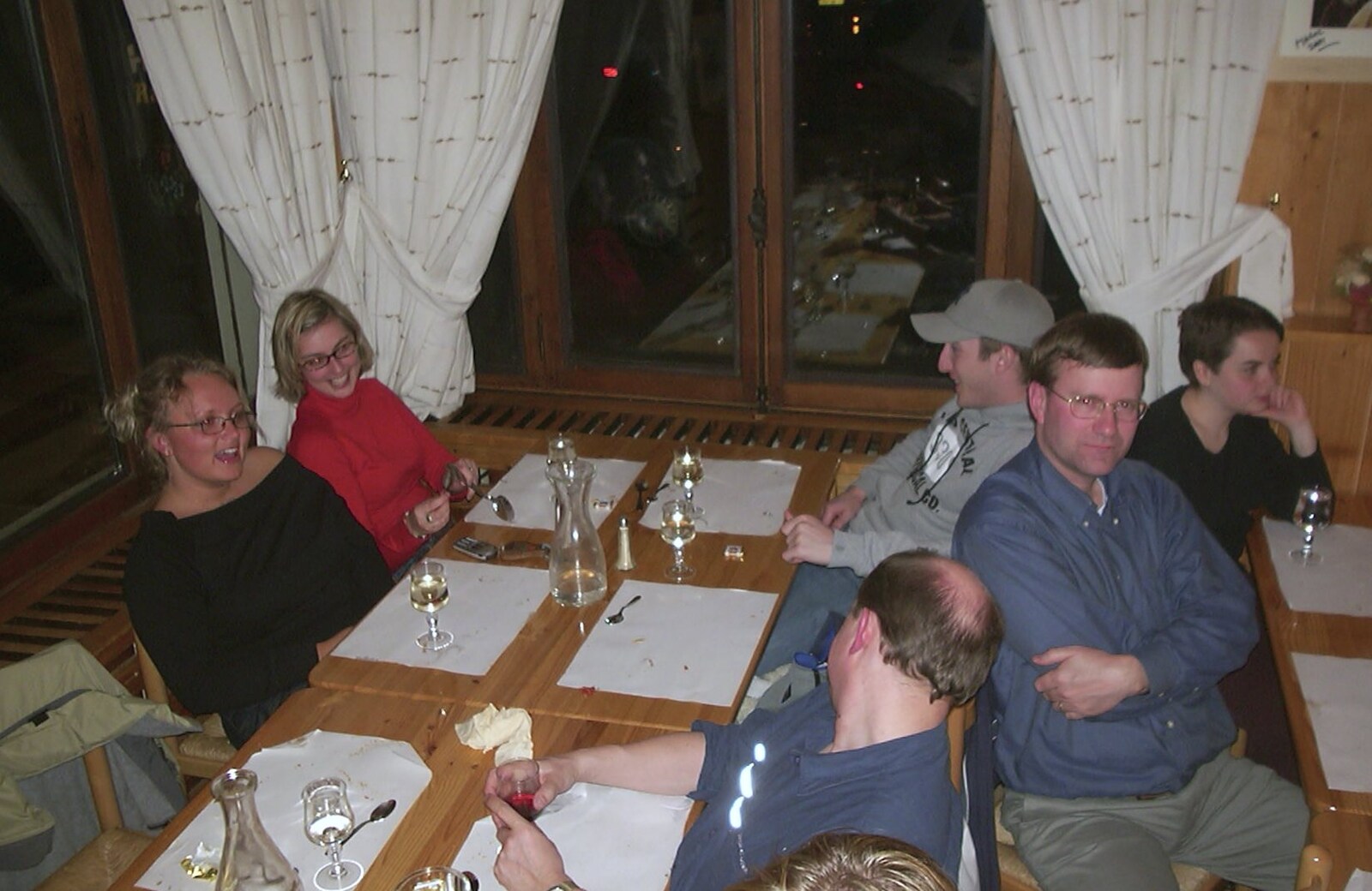 The first night's dinner from 3G Lab Goes Skiing In Chamonix, France - 12th March 2002