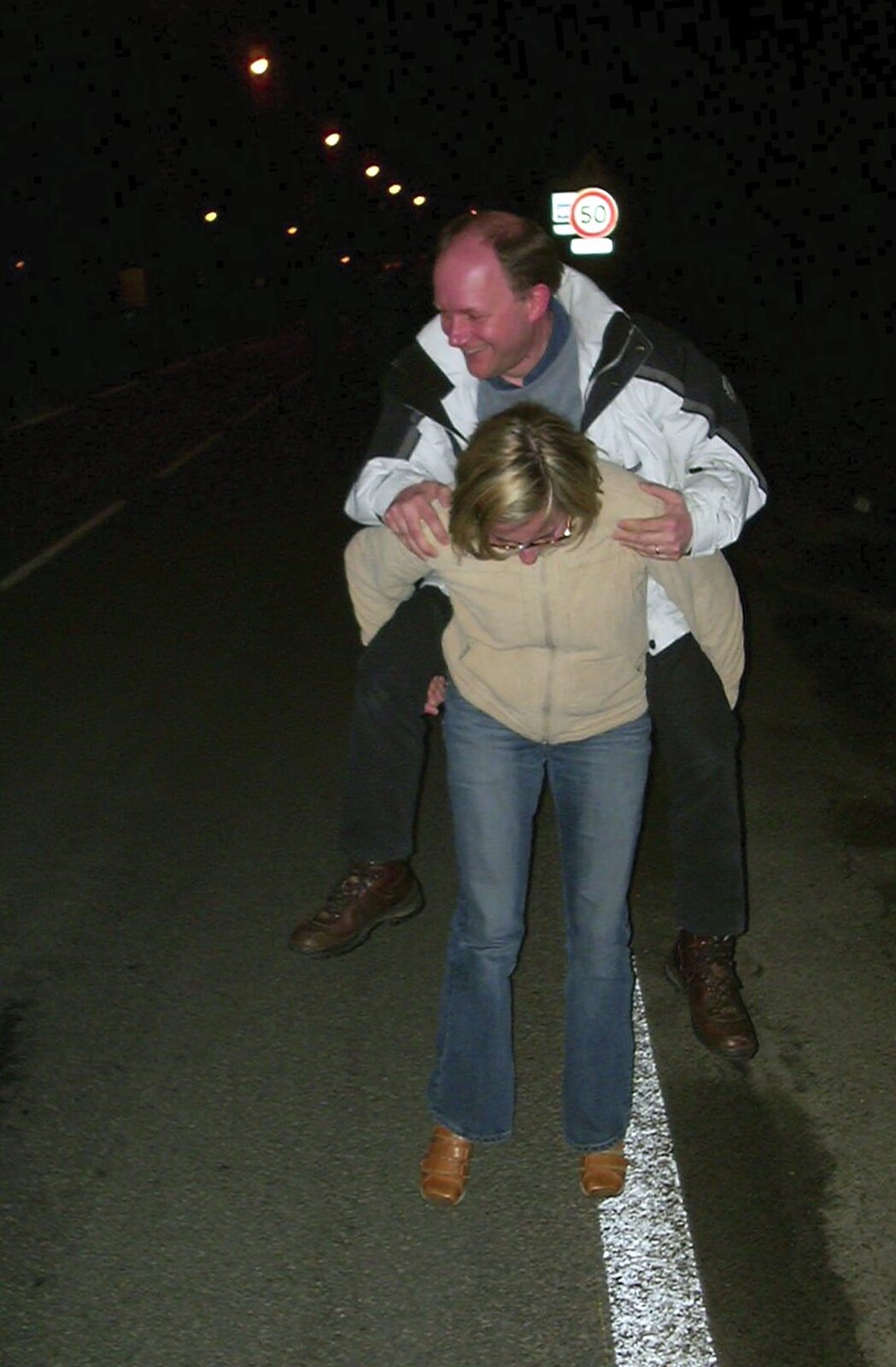 Martin gets a piggy-back as we head into town from 3G Lab Goes Skiing In Chamonix, France - 12th March 2002