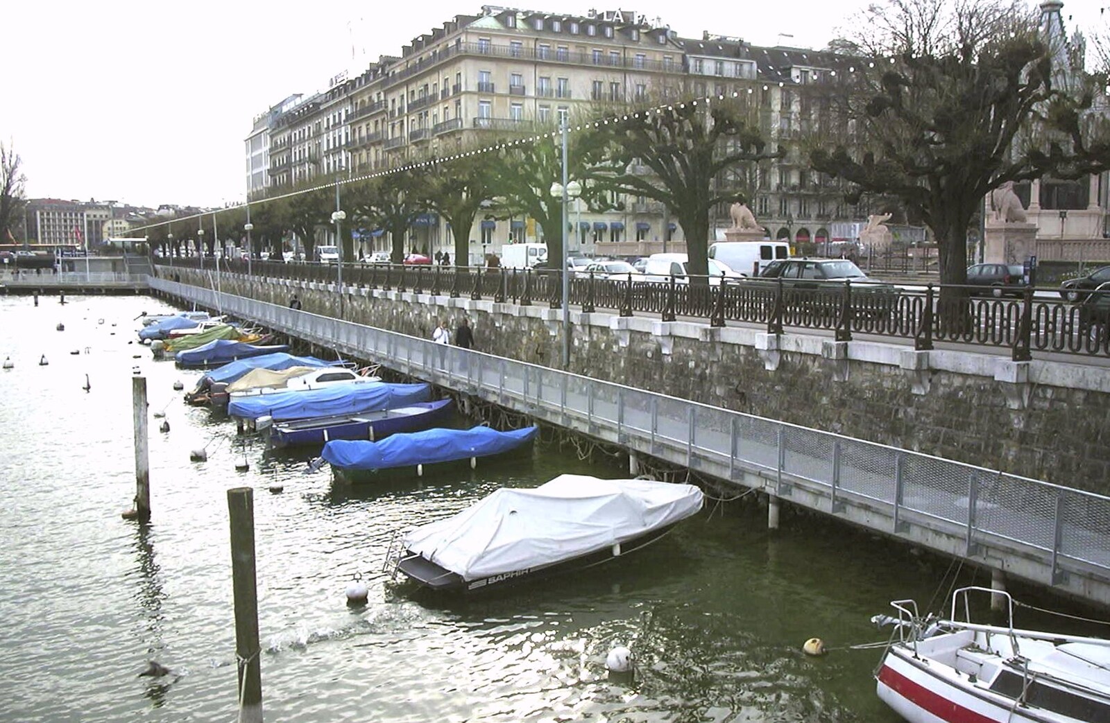 Boats by the lake shore from Nosher in Geneva, Switzerland - 17th March 2002