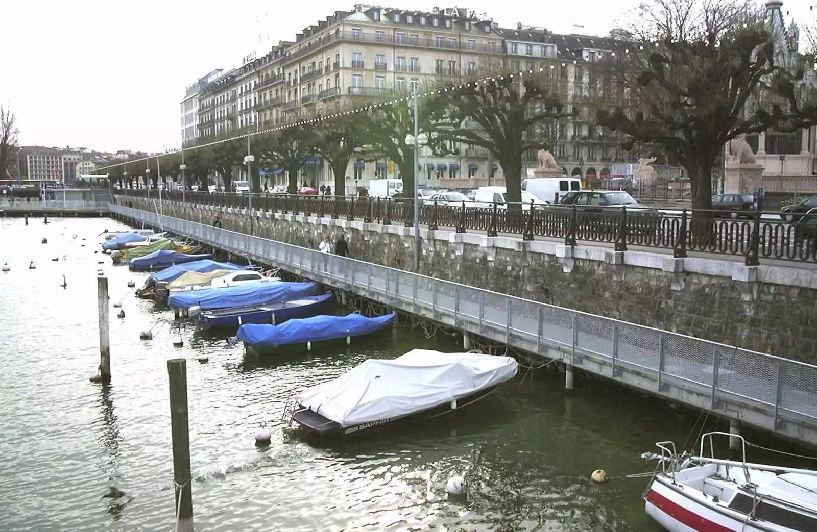 Boats by the lake shore, from Nosher in Geneva, Switzerland - 17th March 2002