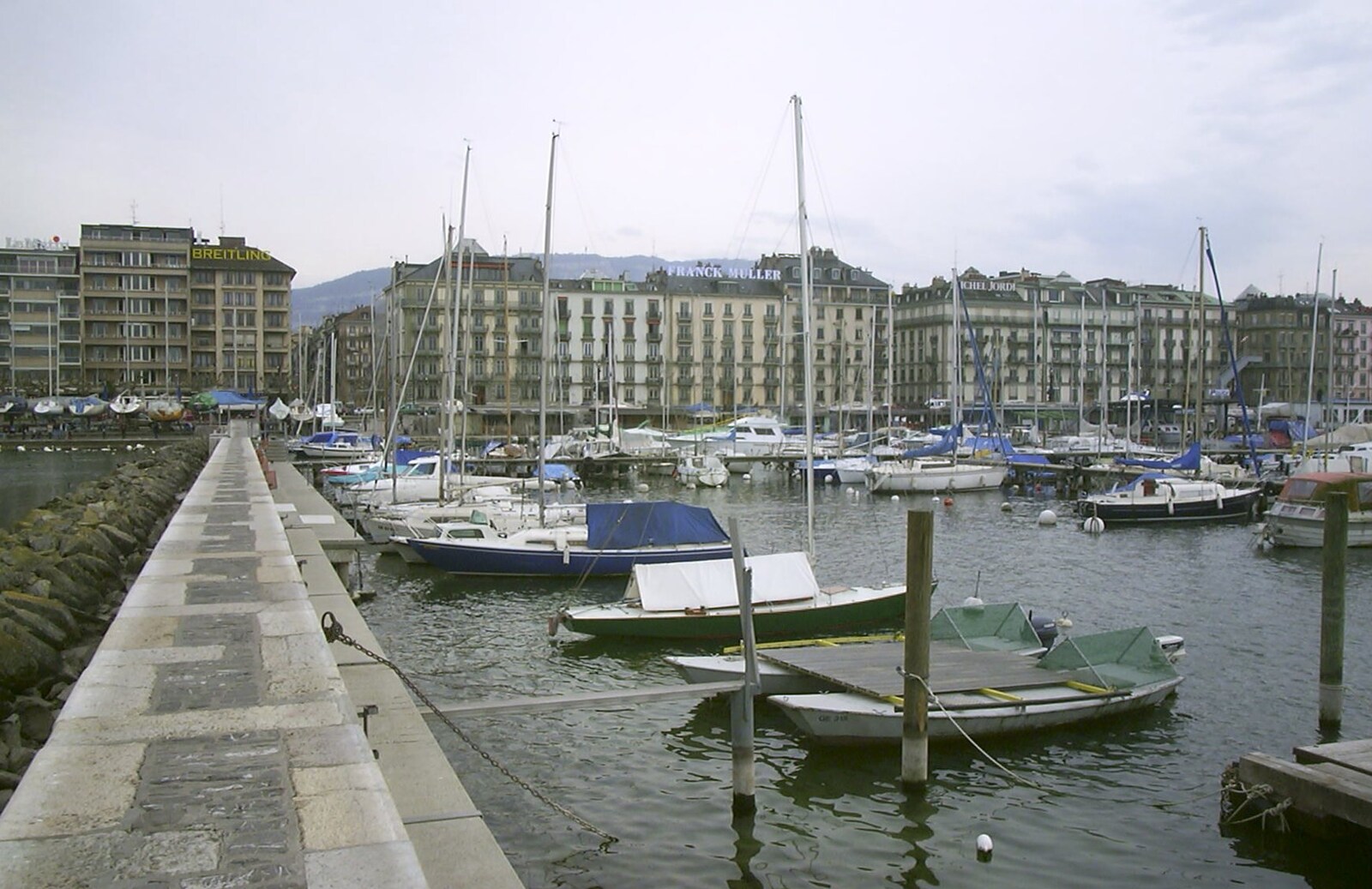 Boats moored by the edge of the lake from Nosher in Geneva, Switzerland - 17th March 2002