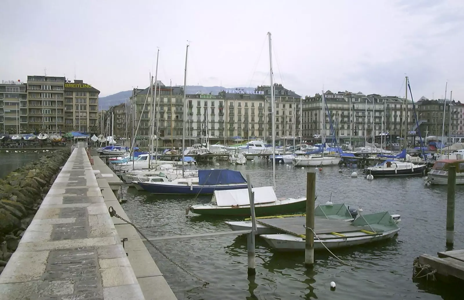 Boats moored by the edge of the lake, from Nosher in Geneva, Switzerland - 17th March 2002