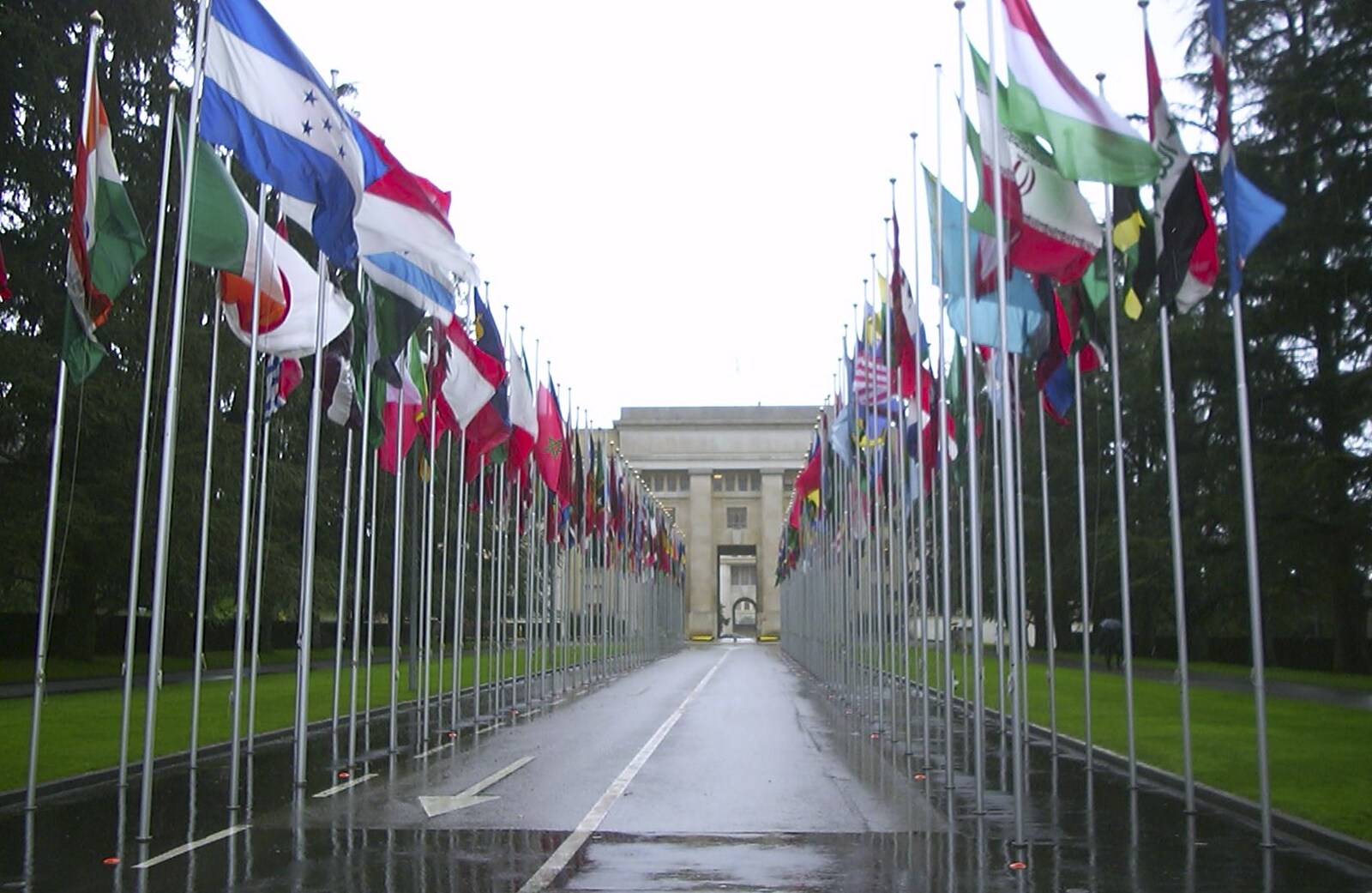 A row of flags at the United Nations from Nosher in Geneva, Switzerland - 17th March 2002