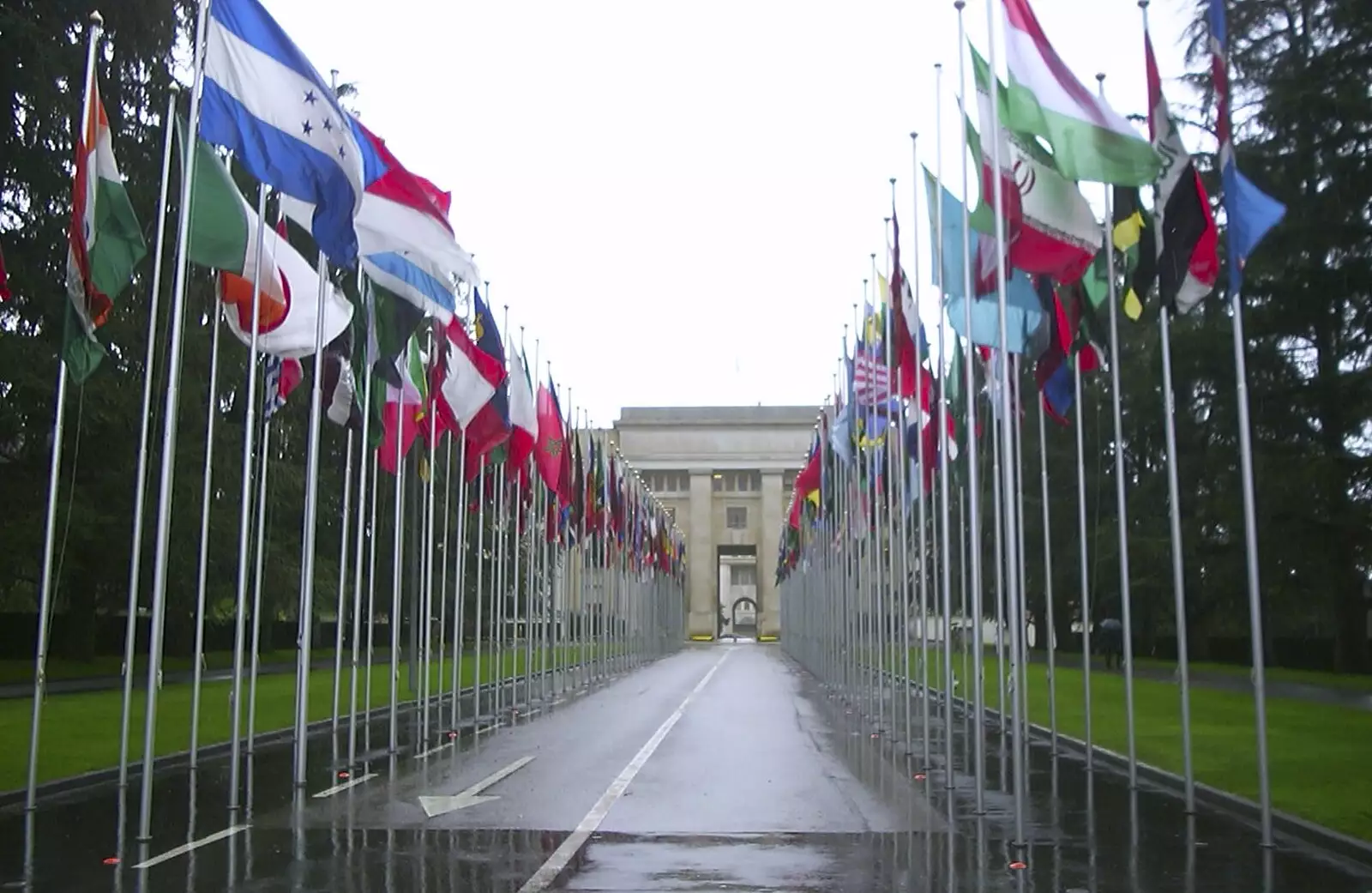 A row of flags at the United Nations, from Nosher in Geneva, Switzerland - 17th March 2002