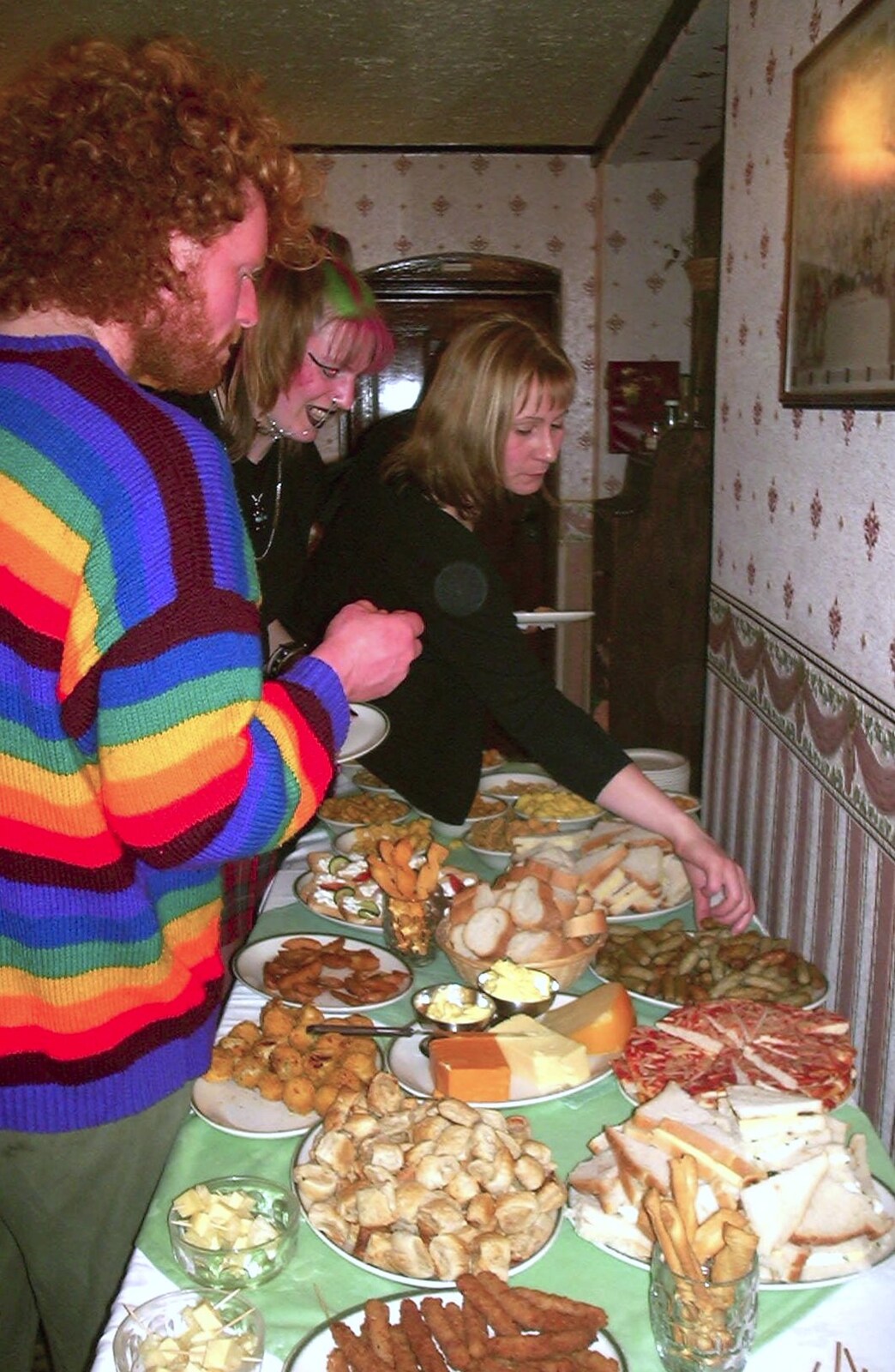 Sue and DH's 30th and 40th Party, The Swan, Suffolk - 18th March 2002: Wavy's at the food table