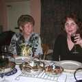 Anne offers up a glass of wine, Anne's Birthday Curry and Cake, The Swan Inn, Brome - 24th March 2002