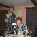 Marc flips the bird, Anne's Birthday Curry and Cake, The Swan Inn, Brome - 24th March 2002