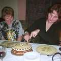 The birthday cake is cut, Anne's Birthday Curry and Cake, The Swan Inn, Brome - 24th March 2002