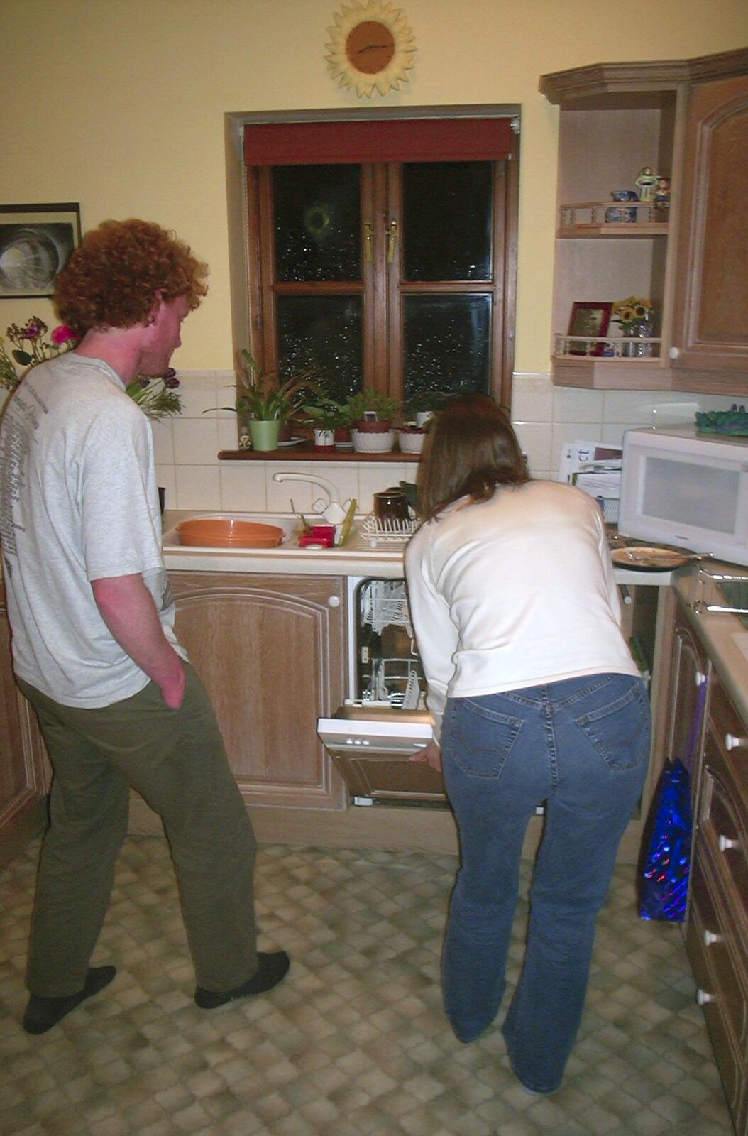 Wavy is given an introduction to the dishwasher from Suey's Actual Birthday, Thorndon, Suffolk - 2nd April 2002