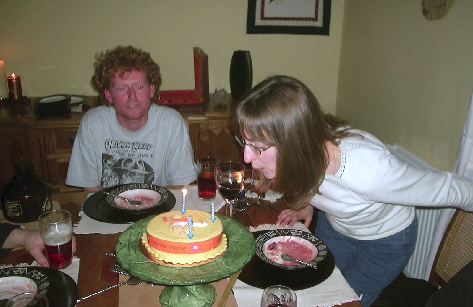Suey blows her candles out from Suey's Actual Birthday, Thorndon, Suffolk - 2nd April 2002