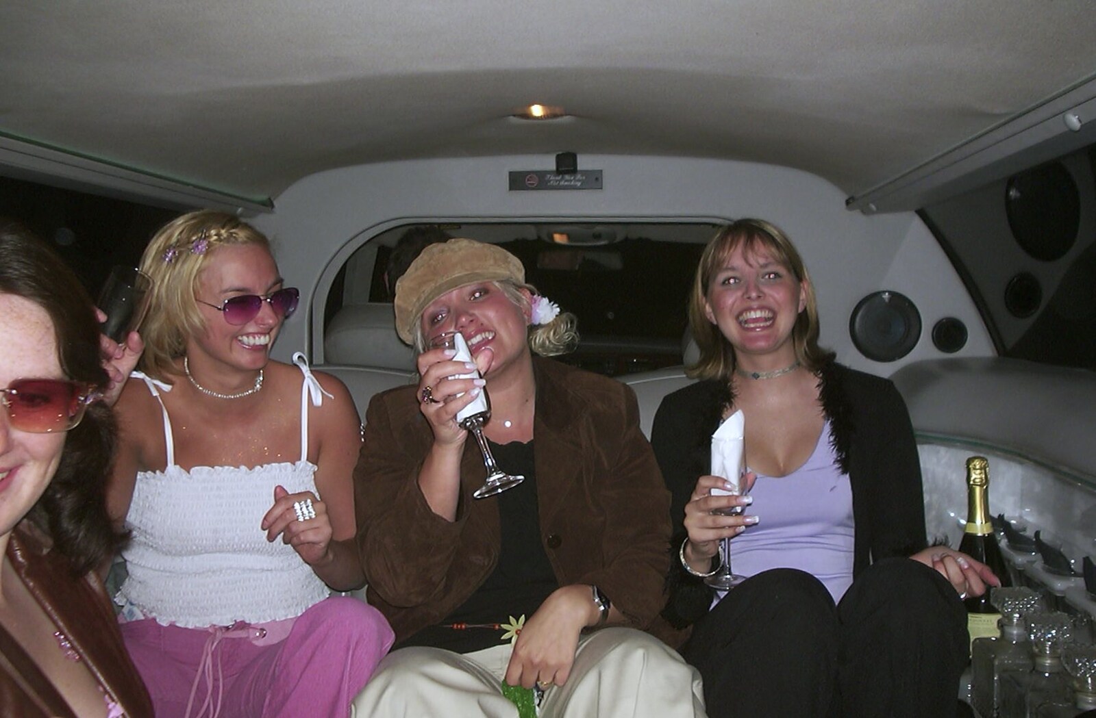 The girls in the back of the Limo from 3G Lab's Carwash Nightclub by Limo, London - 27th April 2002