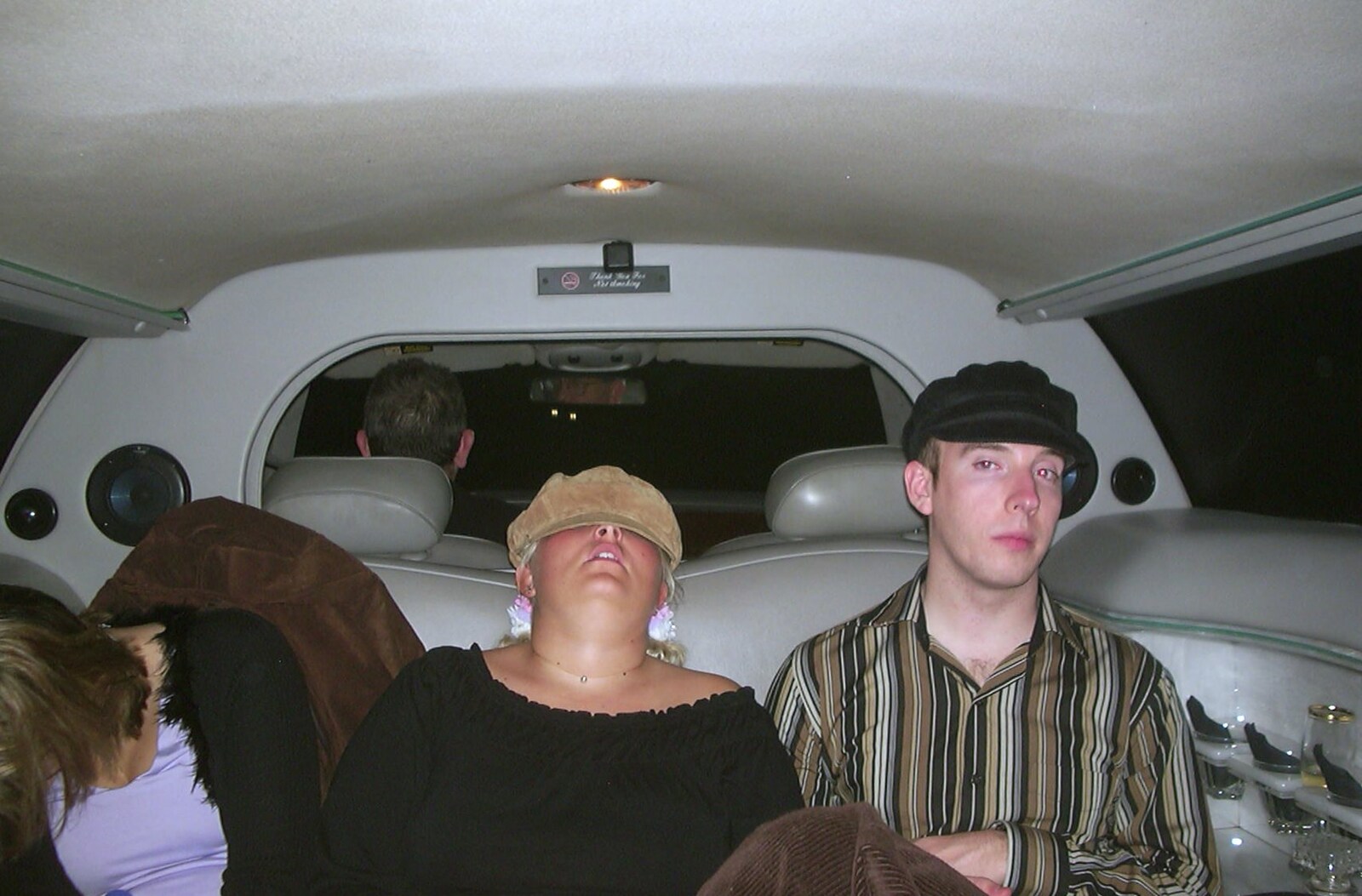 Michelle zeds out on the way back from London from 3G Lab's Carwash Nightclub by Limo, London - 27th April 2002
