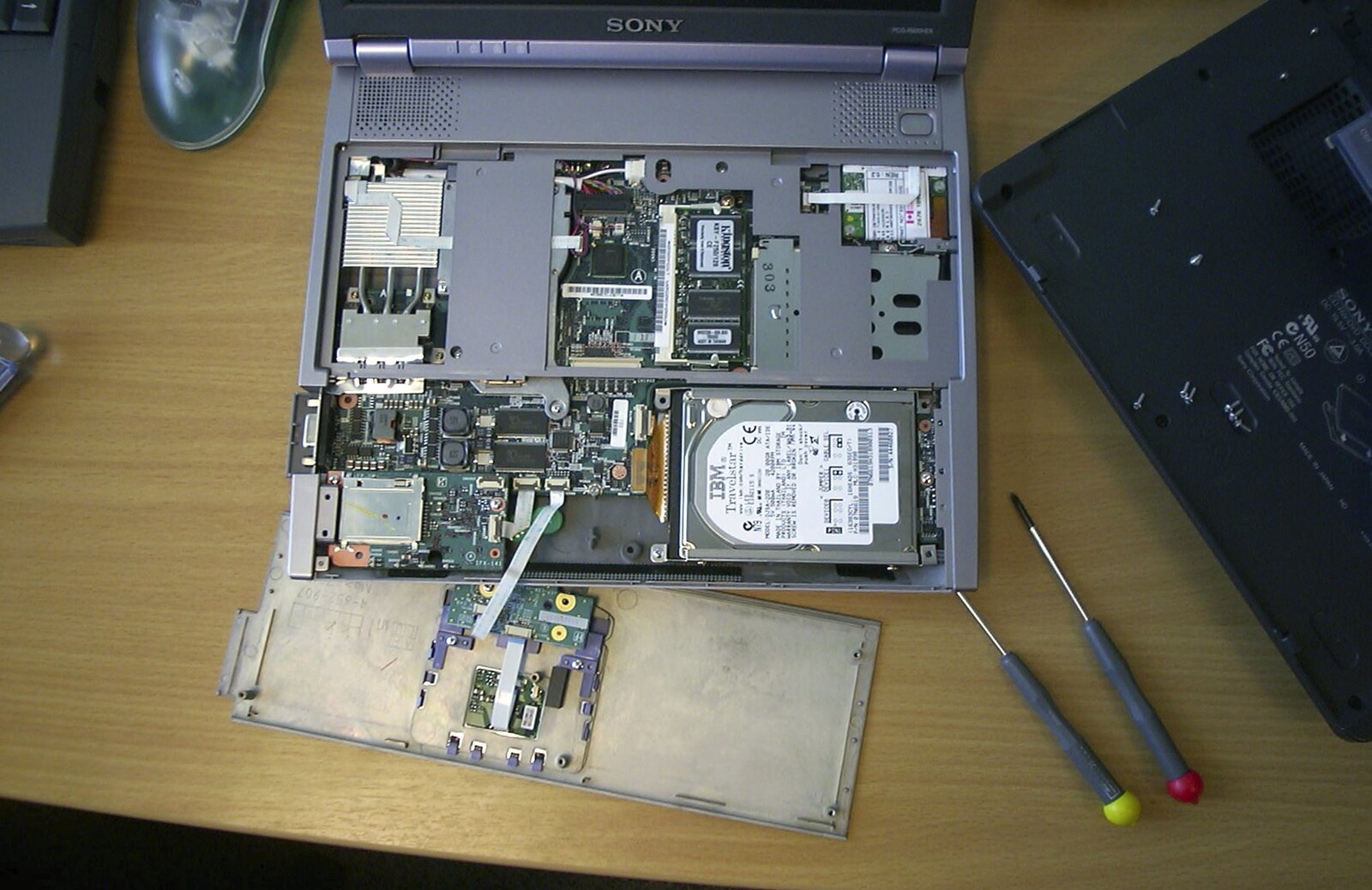 A laptop is taken apart from The BSCC at Laxfield and Hoxne, Suffolk - 2nd May 2002