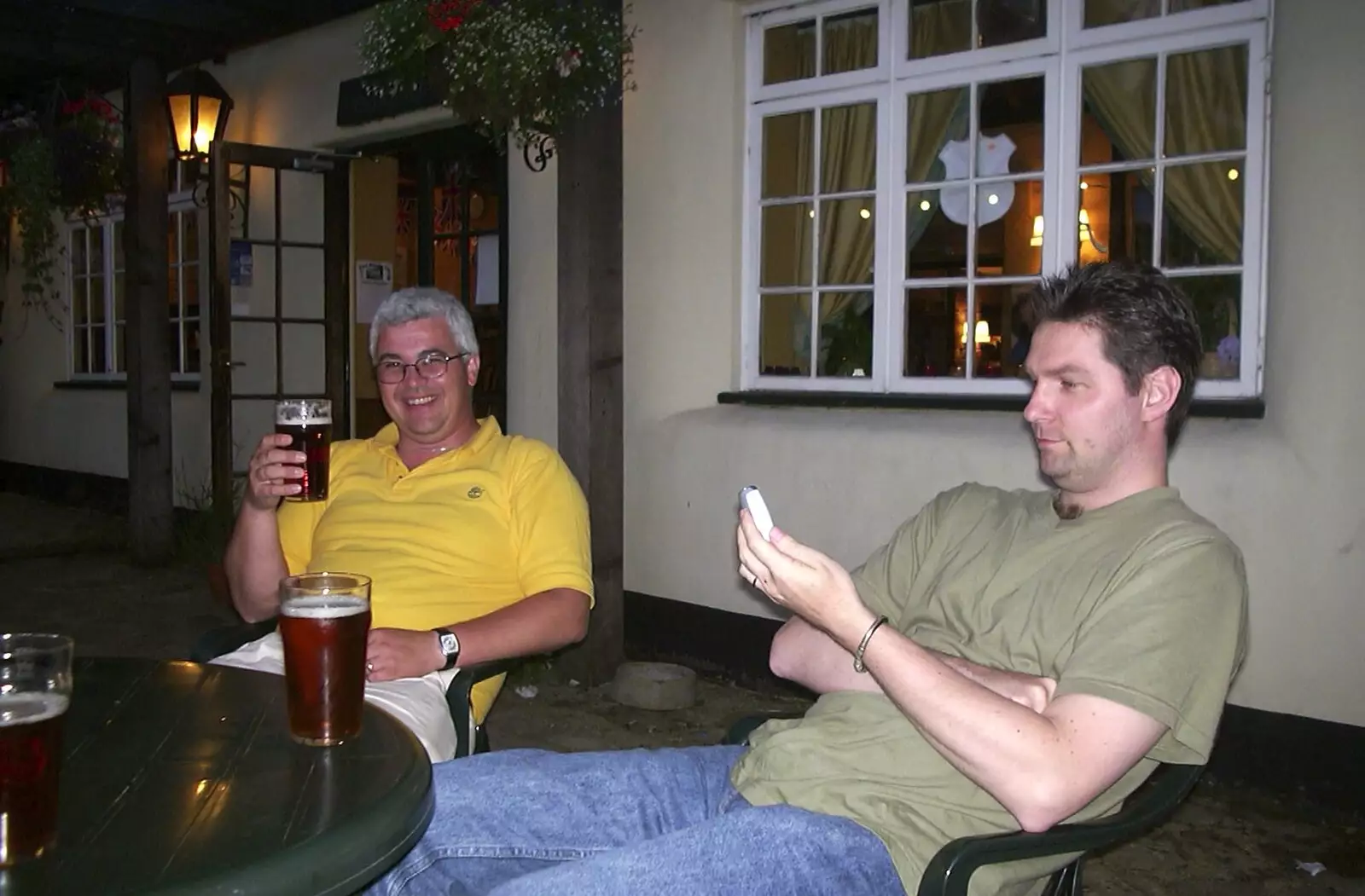 Sean and his mate outside the Plough in Tiptoe, from Sydney's Christening, Hordle, Hampshire - 4th May 2002